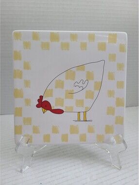 Blue Sky Corp Folk Art Fat Chicken Rooster Ceramic Trivet Tile